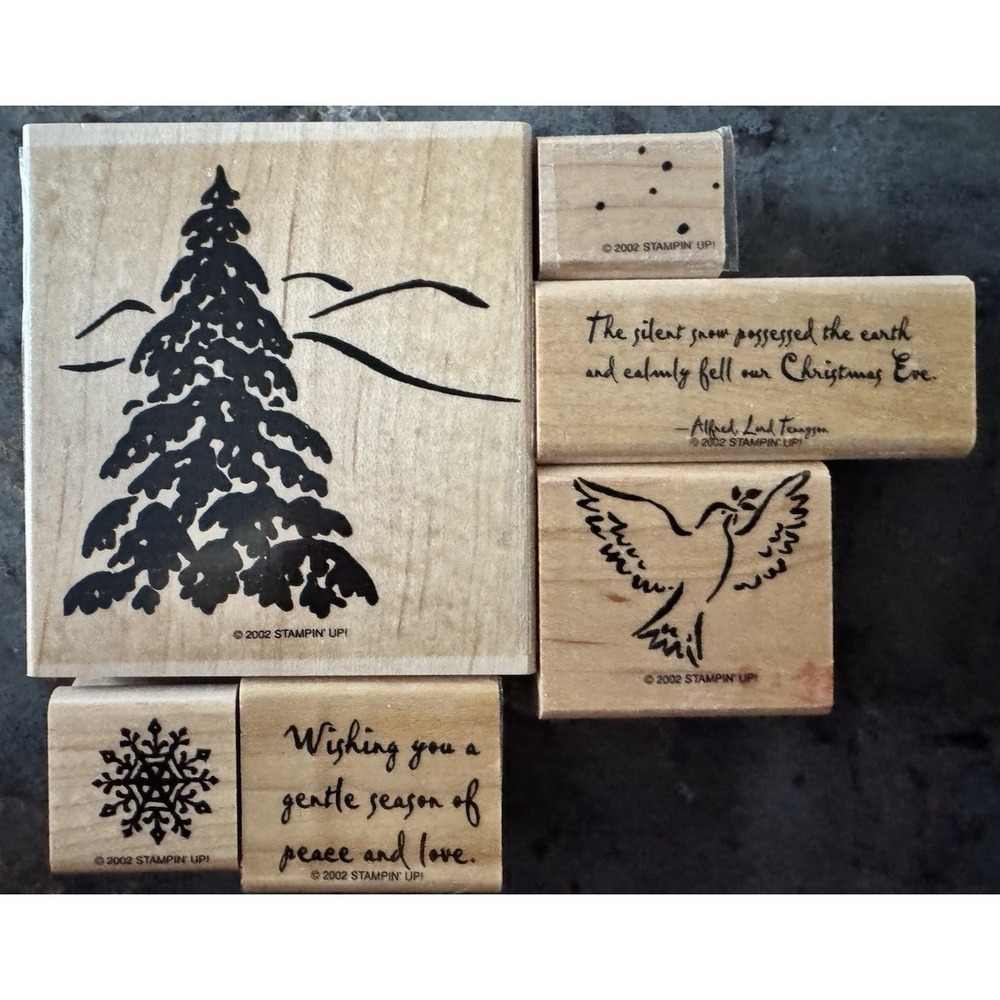 Stampin' Up Rubber Stamp Lot Christmas Religious Dove Snowflake Winter 2002